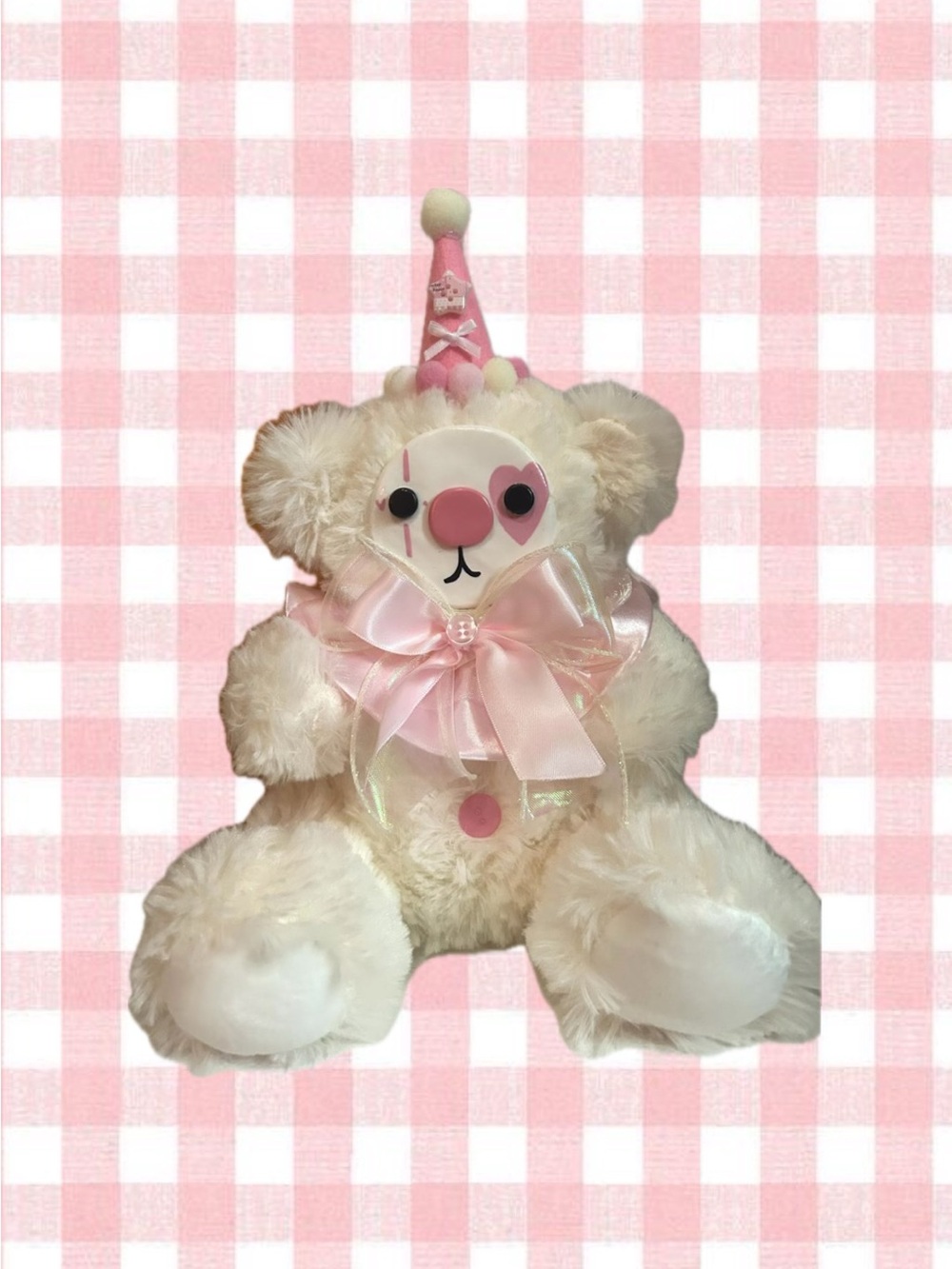 Plush Cream and Pink Party Bear Stuffed Animal